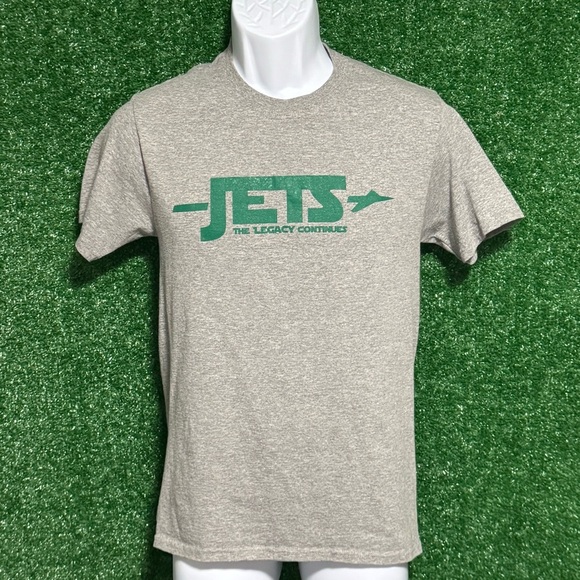 Jerzees Gray and Green Short Sleeve Tee Jets - Picture 1 of 3